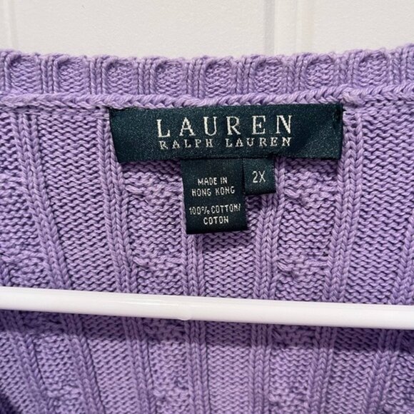 Ralph Lauren Purple CableKnit Sweater Vintage Old Money Preppy Y2K 90s Fall Cozy - Picture 4 of 7